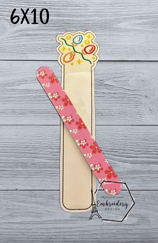 Lights Doodle Nail File Holder Embroidery Design - 6x10